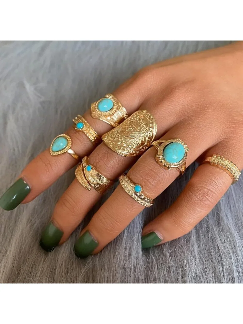82 Pcs Vintage Silver Knuckle Rings Set for Women - Bohemian Stackable Midi